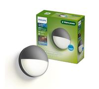 Applique murale extérieure Philips Capricorn, 800 lm, 2700 K, PowerShield, IP44 résistante aux intempéries, durable, aluminium, design moderne, LED intégrée, gris anthracite