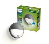 Applique murale extérieure Philips Capricorn IR, 800 lm, 2700 K, PowerShield, IP44 résistante aux intempéries, durable, aluminium, détecteur de mouvement, LED intégrée, gris anthracite
