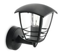 Philips Applique d'extérieur Creek – Montante métal H20 cm Noir – A incandescence – Design galbé