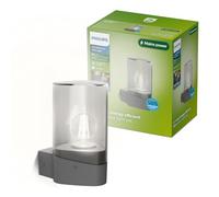 Applique murale extérieure Philips Nayl, 840 lm, 2700 K, PowerShield, IP44 résistante aux intempéries, durable, aluminium, design moderne, avec ampoule LED ultra-efficace, gris anthracite