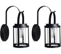 Applique murale extérieure solaire 2 pièces lanterne murale noire crépuscule jusqu'à l'aube applique murale porche luminaire