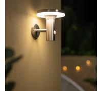 LEDKIA LIGHTING Applique Murale LED Extérieure Solaire Inox Helios avec Détecteur de Présence PIR 4000K Blanc neutre