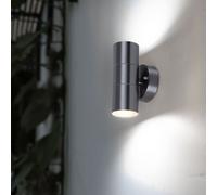 Applique Murale Extérieure Up And Down IP44 Acier Inoxydable 2x GU10 H 16,3 Cm