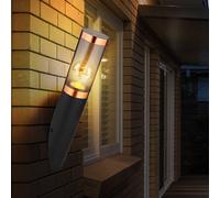 Applique d'extérieur applique murale en acier inoxydable jardin cuivre fumée applique torche extérieur, fumée noire, 1x E27, LxH 7,6x41 cm