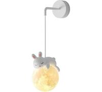 SANBDDLYY Applique Murale Filaire for Chambre d'enfants Impression 3D Boule de Lune Chambre Applique Murale Animaux de Dessin animé Mignon Lapin Panda Ours Lampe Nordique Blanche à intensité Variable