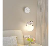 Applique murale filaire pour locataire, idéale pour chambre d'enfant, impression 3D, boule de lune, lumière murale pour chambre à coucher, animaux de dessin animé, lapin, ours panda,