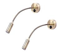 Applique Murale Flexible, Lampe de Lecture de lit à LED Minimaliste, Lampe de Lecture de Chevet à intensité Variable avec Interrupteur Mural brossé (3W, Bronze, réglable, -Packs), lumière Chaude