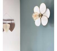 Applique murale flora coton blanc et métal doré d32cm