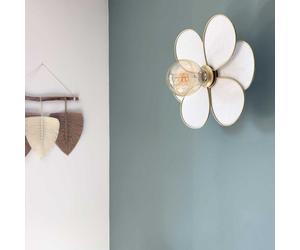 Applique murale flora coton blanc et métal doré d32cm