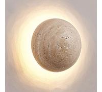 Applique Murale Globe Applique Murale En Travertin Jaune Base En Laiton Brossé, Applique Murale De Lavage Moderne Vintage Avec Interrupteur À Chaîne À Tirer ON / OFF, Luminaires D'art D'intérieur Rétr