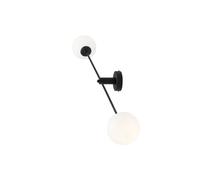 Applique Murale Grande 110 Cm Longue 2X E14 Métal Verre Noir Blanc