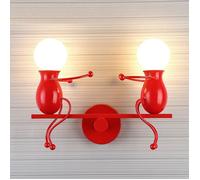 Applique murale - Humanoïde Créatif 2 têtes - Rouge - 2x E27 Max 60W - Métal anti-rouille