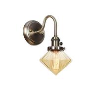 Applique Murale Industrielle Antique Diamond avec Abat-Jour en Verre de 13,5 cm, Appliques murales à col de Cygne en Bronze du Milieu du siècle, luminaires de Salle de Bain Modernes, Appliques Murale