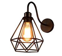 Applique Murale Industrielle E27 Abat-jour Cage Noir Vintage Plafonnier Luminaire Métal Rétro design Suspension pour Maison de Champagne Café Loft Cuisine