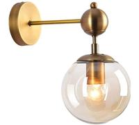 Applique Murale Industrielle Vintage avec Finition en Laiton brossé, Applique Murale Moderne E14 Edison, Accessoire rétro avec Applique Murale avec écran Ballon en Verre Transpa