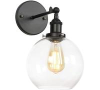 Applique Murale Industrielle Vintage en Verre Transparent avec Tige Réglable à 270° pour Salle De Bain Et Magasin, Globe