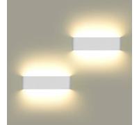 Applique Murale Interieur 12W Lampe Murale Applique LED Intérieur Murale Eclairage Moderne pour Salon Chambre Escalier Couloir | Blanc Chaud 3000K | 2 Pack