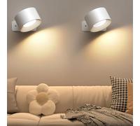 Applique Murale Interieur 2PC, Rotatifs 360°Lampe de Chevet Liseuse, LED sans fil 3 Niveaux de Luminosité 3 Température, Avec Port Charge USB, pour Chambre , Salon, Escalier, Couloir
