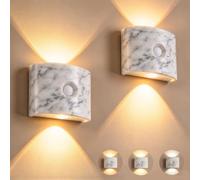Applique Murale Interieur Détecteur de Mouvement 2PCS- Lampe Murale LED Sans Fil 1200mAh, Dimmable 3 Couleurs, Éclairage Haut et Bas, Montage Magnétique pour Chevet de Chambre En Lisant Chambre Salon