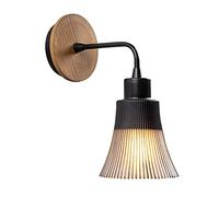 Applique Murale Interieur, Lampe Murale Industrielle Bois, Noir 13x13x28 cm