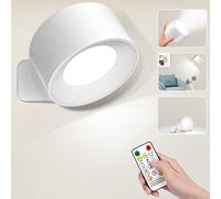 Applique Murale Interieur, Lampe Murale LED Rechargeable avec Télécommande ou Tactile, 3 Températures de Couleur et Luminosité Réglable, Lampe Murale sans fil pour Chevet de Chambre En Lisant
