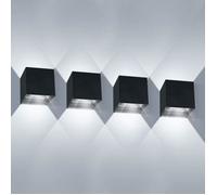 Applique Murale Interieur LED 12W 4 Pack Étanche IP65 Angle de Faisceau réglable Aplique Mural Moderne Blanc Froid(Noire)