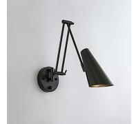 Applique Murale Interieur LED 9W 3000K Blanc Chaud Métal Bras Long Balançoire Réglable Lampe Murale Industrielle Vintage Rétro Eclairage Décoration Lumière Luminaire Mural Chambre Bureau Hôtel, Noir