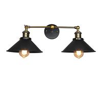 Applique Murale Interieur, Noir Métal Double Tête Réglable Lampe Murale Rétro Industriel Style Eclairage Luminaire Mural Pour Chambre Salon Escalier Couloir, Douille E27