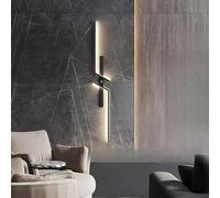 Applique Murale Interieur Piles Lampe Murale avec Detecteur de Mouvement LED Sans Fil Rechargeable USB Luminaire Mural Lampe de Chevet Éclairage Mural pour Salon Chambre (Noir Lumière Neutre,60CM)