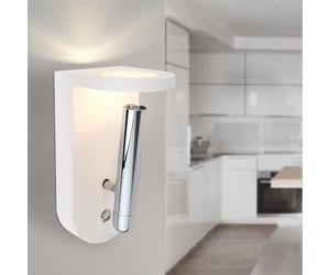 Applique murale intérieur salon moderne Applique avec spot mobile en plâtre, verres blancs interchangeables, 4,2 watts 180 lumen 3000 Kelvin, HxL 22x10,5 cm