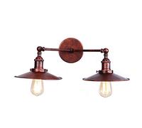 Applique Murale Intérieur Style Industriel Rétro à 2 Lumières avec Bras Articulé à Angle Réglable Style Vintage Idéale pour Restaurant Bar Magasin de Vêtements Éclairage Décoratif (Aspect Fer Rouill