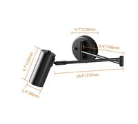 Applique murale intérieure moderne noire à bras articulé, 1 ampoule