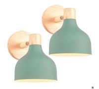 Applique murale intérieure - Rétro - Vert - Métal & bois - 2x E27 articulée