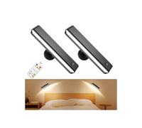 Applique Murale Intérieure Sans Fil et Sans Percer, Lot de 2 Lampe Murale Sans Fil Rechargeable Batterie 6000mAh, Lampe de Chevet Murale Rotation à 360° avec Télécommande et Tactile, 3 Modes de Couleu