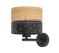 Applique Murale Interrupteur Boho Noir Bois Optique H:24 CM E27 Wandleuchte Lit