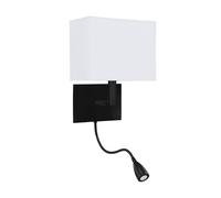 Applique Murale Interrupteur Liseuse Noir Blanc H:26 CM E27 Tissu Métal