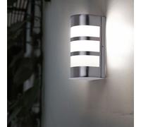 Spot mural extérieur lumière porte d'entrée façade applique murale en acier inoxydable pour votre terrasse, blanc argenté, 1x E27, HxL 23x13 cm