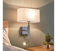 Lucande Applique Murale Tissu Jettka en Argent Textile e. a. pour Salon & Salle à manger (1 lampe,à E27), Lampe Eclairage Luminaire Mural