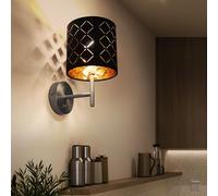 Lampe murale textile noire Travail Salon Eclairage Chambre Interrupteur Lumière noir or