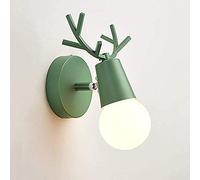 Applique murale Lampe Cerfs réglable Nordic Design moderne Mur de Fer forgé en bois clair Forme E27 Applique murale Macaron Couloir Salon Lumière chambre d'enfant Lampe de chevet (Color : Vert)