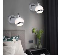 Applique Murale Lampe de Salon Verre Argent Opale Pivotant LED 2er Set