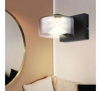 Applique Murale Lampe De Chambre 1 Flamme Verre Noir LED B 15 Cm