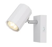 Applique murale Lampe de chambre à coucher avec spot mobile Chambre à coucher blanc, aluminium, métal, 1x GU10, LxHxP 7x14x14,5 cm