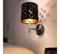 Lampe Murale Lampe De Salon Abat-Jour En Tissu Noir Or E14 HxB 26x19cm