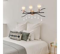 Applique Murale Lampe de Chambre à Coucher Noir Optique Bois 3 à Flammes Couloir