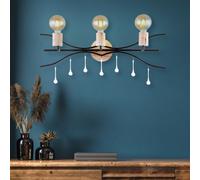 Applique Murale Lampe de Salon Noir Couleur Naturelles 3 à Flammes Verre B 76 CM