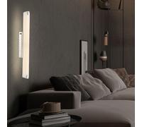 Applique murale LED chromée Lampe de couloir Lampe de salon, verre satiné, 15W 1160lm blanc chaud, l x h 6 x 58,5 cm