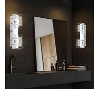 Applique Applique Applique Spot Spot Spot Lampe de couloir, 2 flammes, plaque de verre blanc rayé chrome, douilles G9, LxlxH 25x10x7,5cm