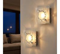 Applique murale applique chambre à coucher salon cristaux K5, verre chromé, 1x LED 4W, HxLxL 9,5x12x12 cm, lot de 2