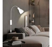 Applique murale lampe de salon lampe de lecture lampe de chambre réglable flexible, métal blanc, 1x E27, H 52 cm